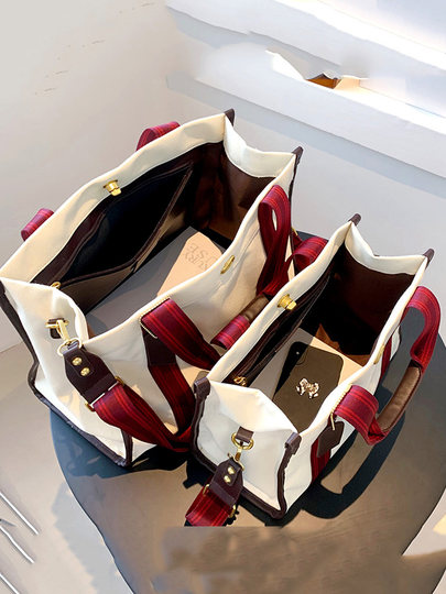 Christmas Red Canvas Bag for Women 2025 New Large-Capacity College Student Work Commute Tote Shoulder Crossbody Bag