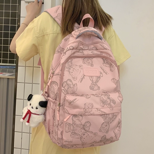 Школьная сумка младшая средняя школа медведь Печать 2025 Новый милый рюкзак для средней школы в начальной школе с 3 до 6