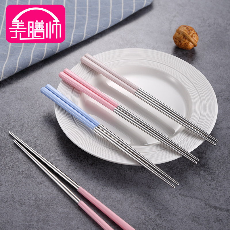 304 stainless steel chopsticks wheat straw for home upscale anti-burn quick light lavish and anti-mildew