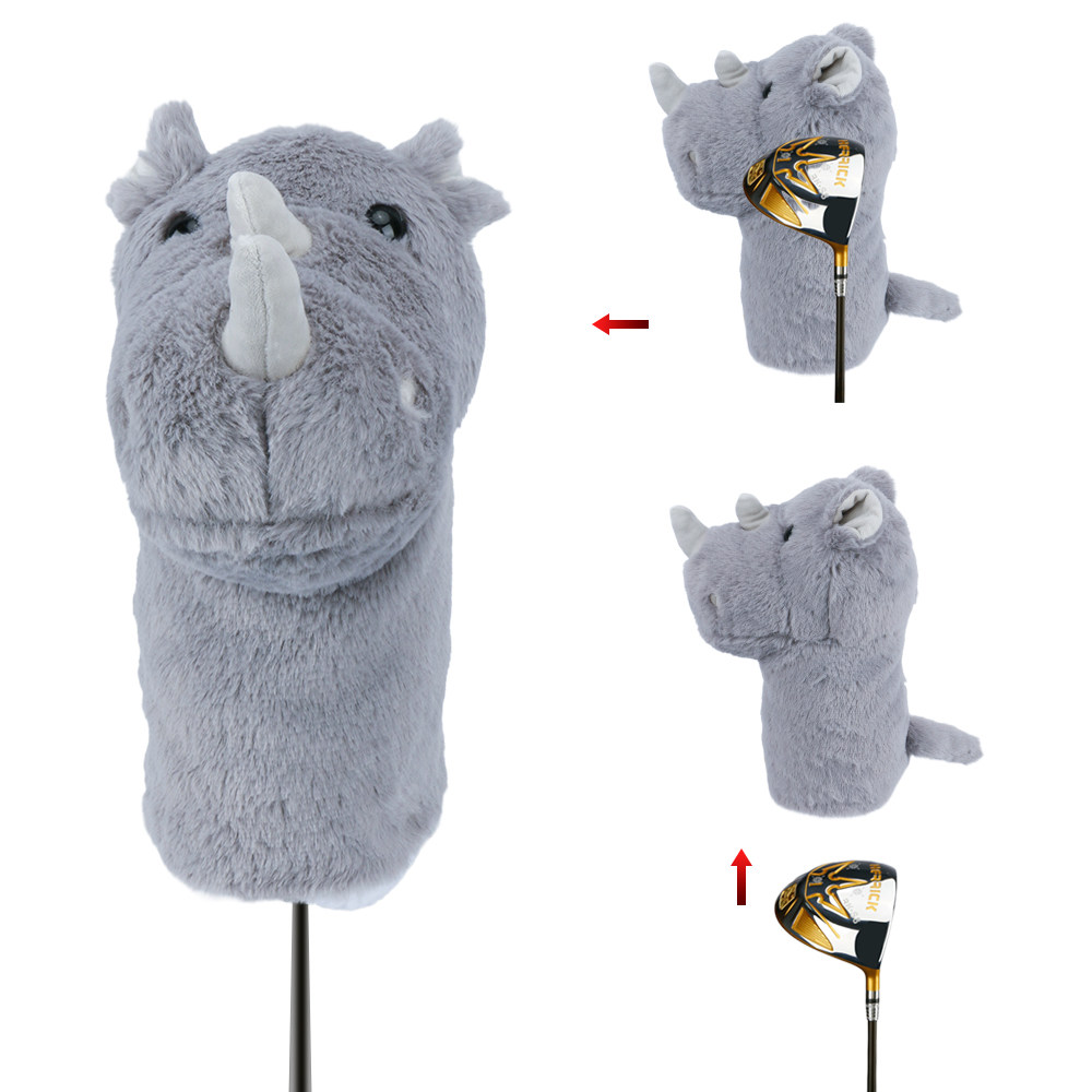 Capa protetora para taco de golfe rhino em peluche cartoon_voghion.com