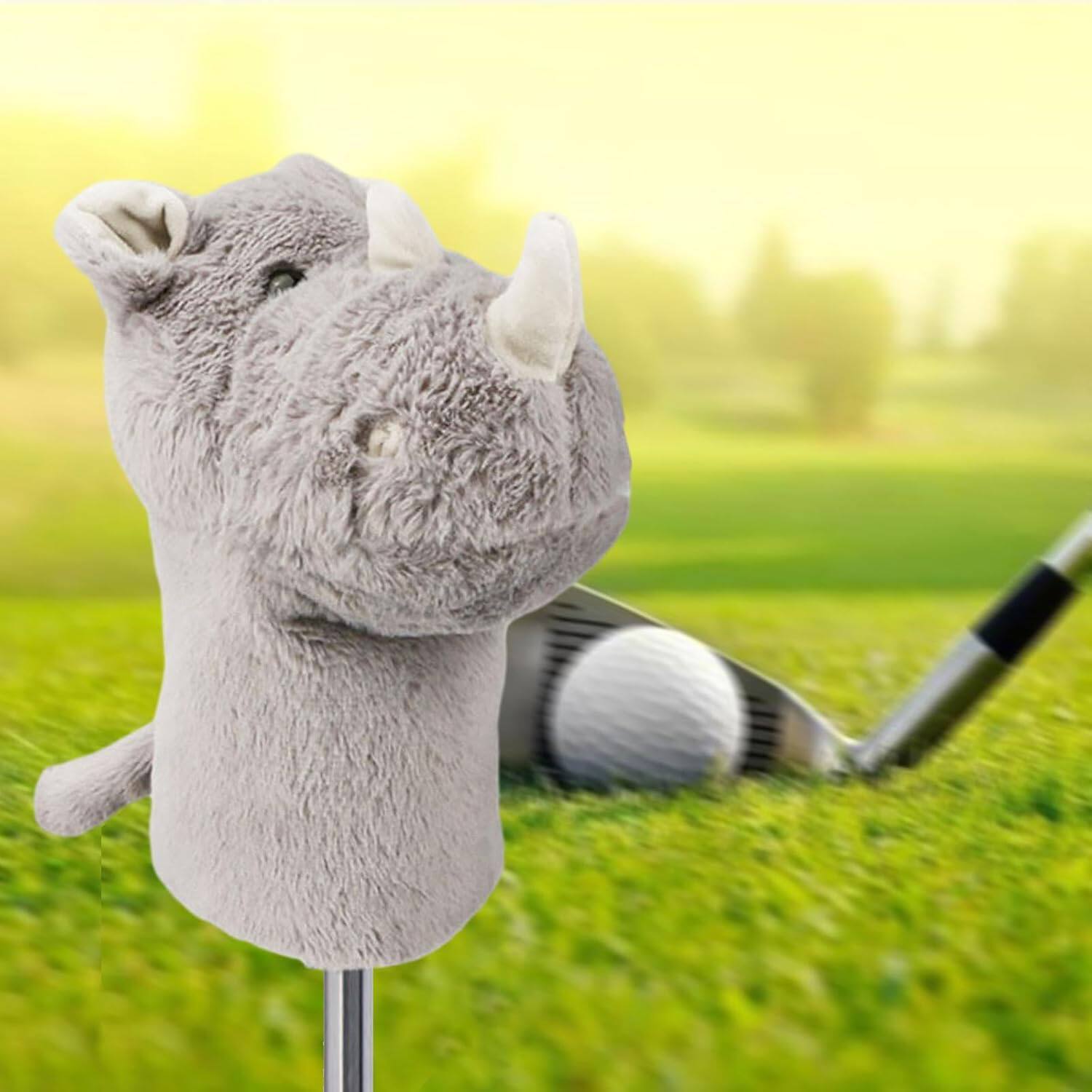 Capa protetora para taco de golfe rhino em peluche cartoon_voghion.com