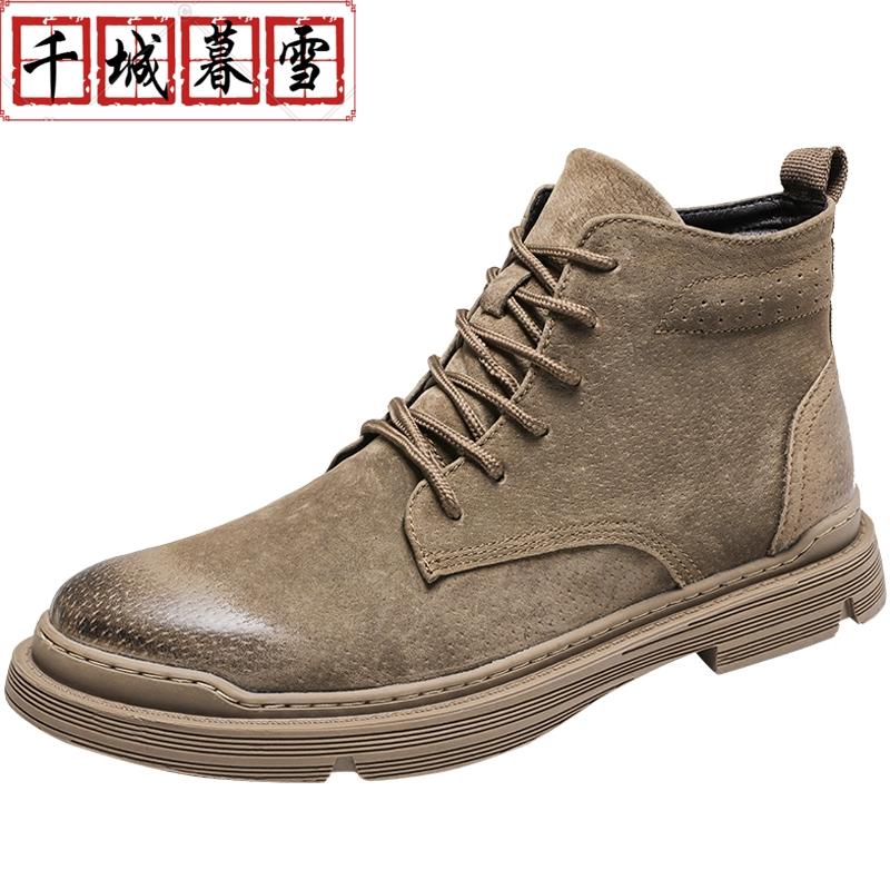 Giày Martin nam madingxue sáu lỗ cổ điển nam đinh tán cao trên đầu Bang ins Ting giày cao cổ giữa mùa thu madx - Giày ống