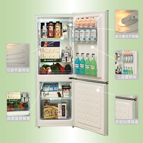 Frestec/Новый летающий вокальный холодильник Дом маленький двойной дверной дверь красная американская ностальгическая охлажденная холодильная общежитие