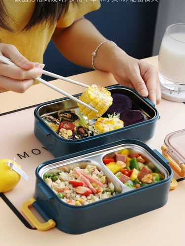 Термос из нержавеющей стали, двухэтажный ланч-бокс для школьников, нержавеющая сталь AISI 304