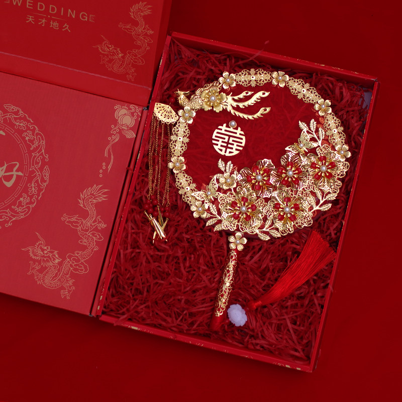 Wedding wedding group fan diy material package bridal group fan show hefu hi fan ancient fan zi Chinese hand bouquet