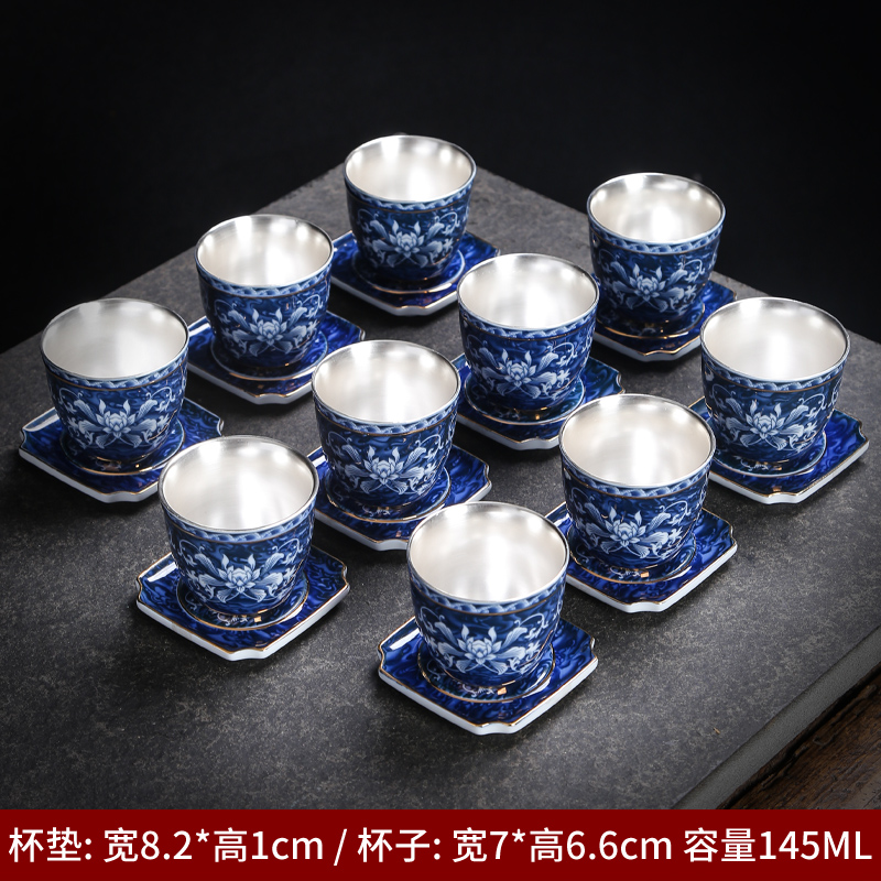 Jingdezhen Great Tea Cup Single Cup Ceramic Master's Cup Green Flower Porcelain Tea Tea Tea Cup White Porcelain Day Style Tea Cup Accessories