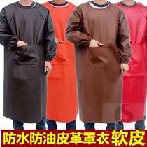 Hanging neck transparent autumn and winter hood clothes anti-wear and killing pig gluten lengthened leather apron with enlarged pupili windproof factory