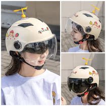 Lightning helmet men and women four seasons universal battery motorcycle summer light sunscreen breathable cute helmet