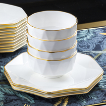 Dish set Household European-style free combination Jingdezhen porcelain rice bowl plate simple bone China tableware