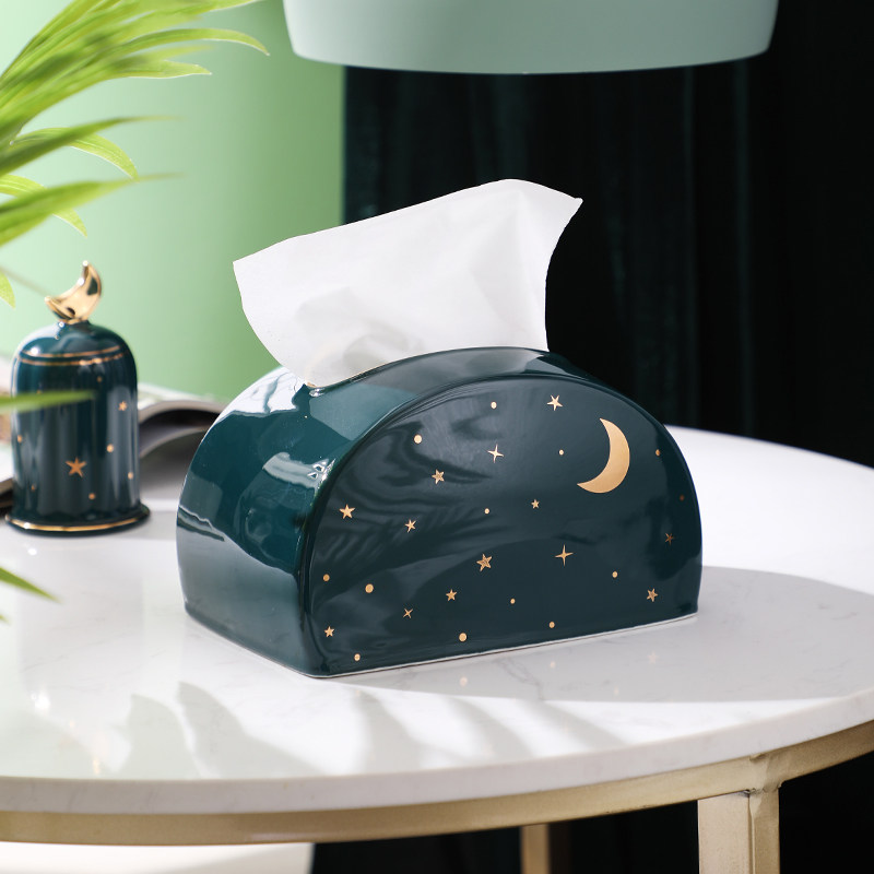 Simple and modern ceramic napkin tissue box living room creative light luxury decoration home Nordic desktop coffee table toilet paper box