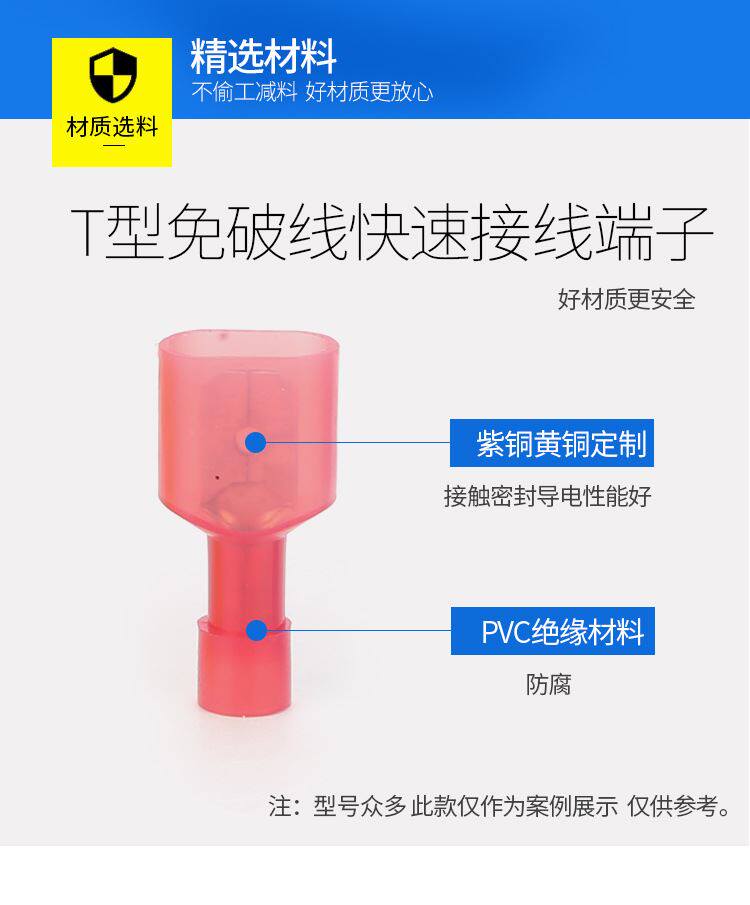 Терминал 160祇尼龙插簧插片套装 t型免破线快速接线端子组合pvc材质