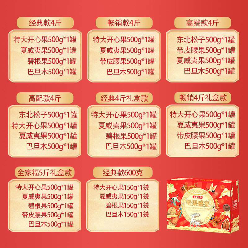 New Year's Nuts and Dried Fruits Combination Gift Box Snack Gift Pack 2.5kg Gift for Elders Bulk Wholesale Nuts Gift Box