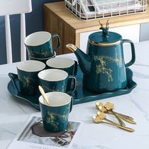 Light Extravagant Nordic Tea Cup Pot Suit Home Living Room Ceramic Drinking Water Mug Minima Tea Cold Kettle Tea Cup Water