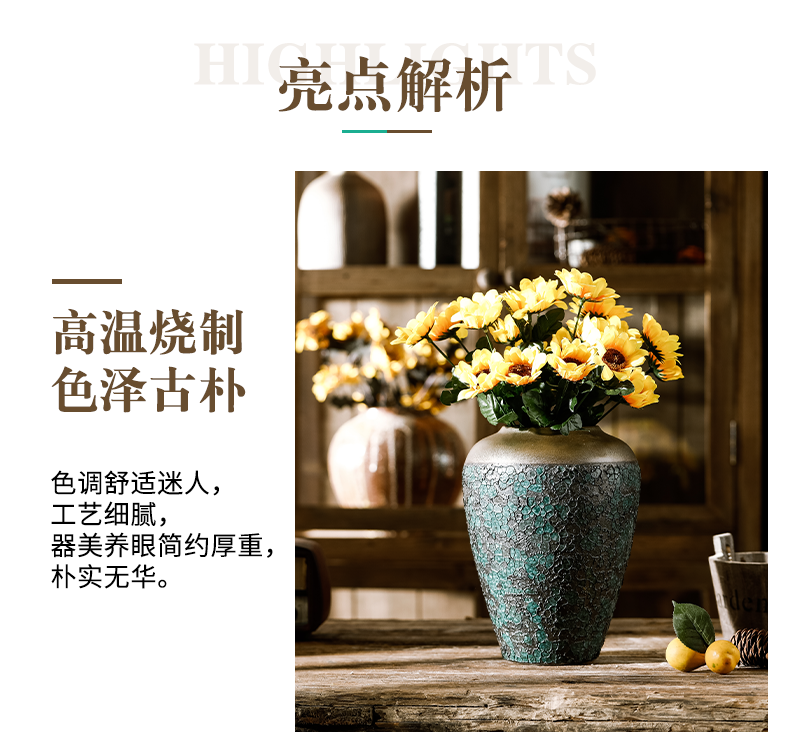 Jingdezhen ceramic vase coarse pottery dry flower arranging flowers restore ancient ways do old earthenware jar flower pot sitting room place soft decoration