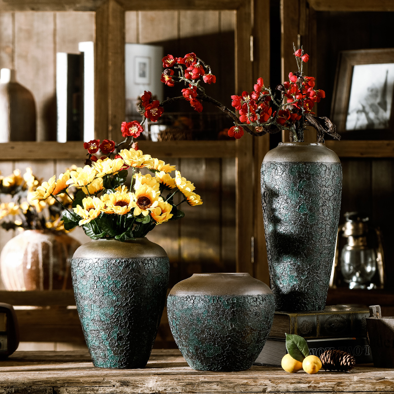 Jingdezhen ceramic vase coarse pottery dry flower arranging flowers restore ancient ways do old earthenware jar flower pot sitting room place soft decoration