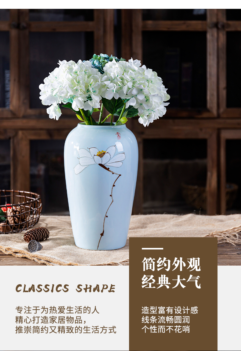 Jingdezhen northern wind ceramic creative furnishing articles sitting room desktop simulation flower vase flowers home decoration decoration