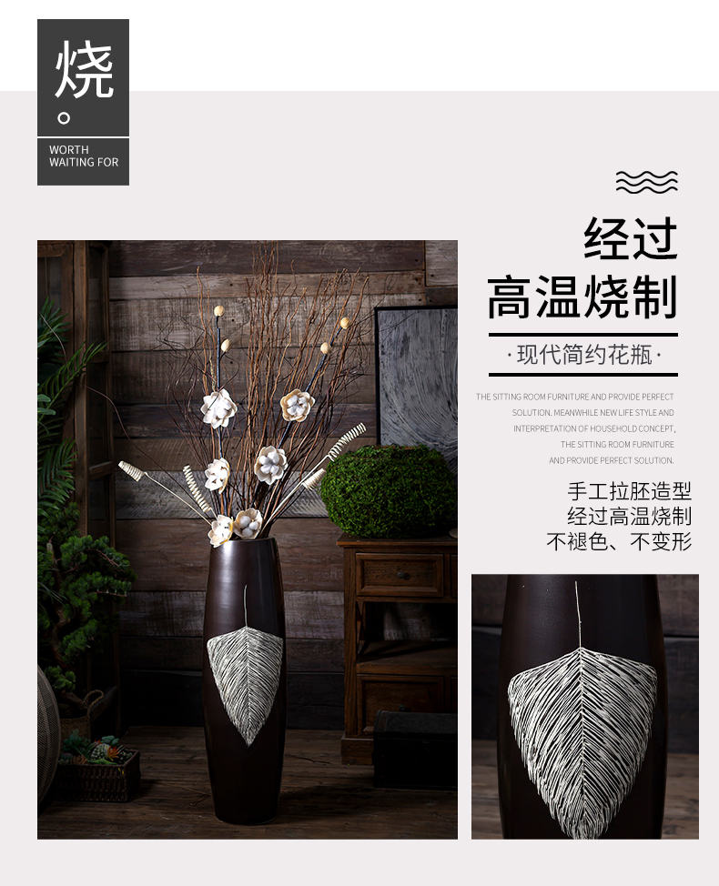 Jingdezhen ceramic dry flower lucky bamboo vases, flower arrangement sitting room home decoration I and contracted Nordic landing place