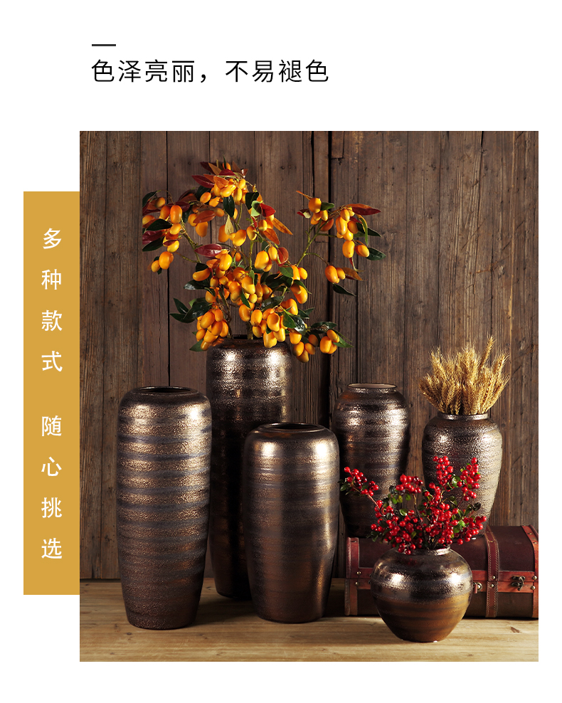 Jingdezhen restoring ancient ways do old coarse pottery flower arranging furnishing articles sitting room ground ceramic vase desktop dried flower adornment furnishing articles