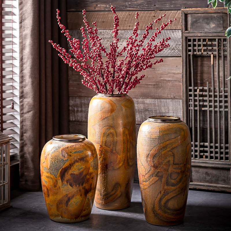 Restore ancient ways do old vase Chinese plug-in landing dried flowers sitting room hotel decoration jingdezhen ceramic thick some ceramic pot furnishing articles