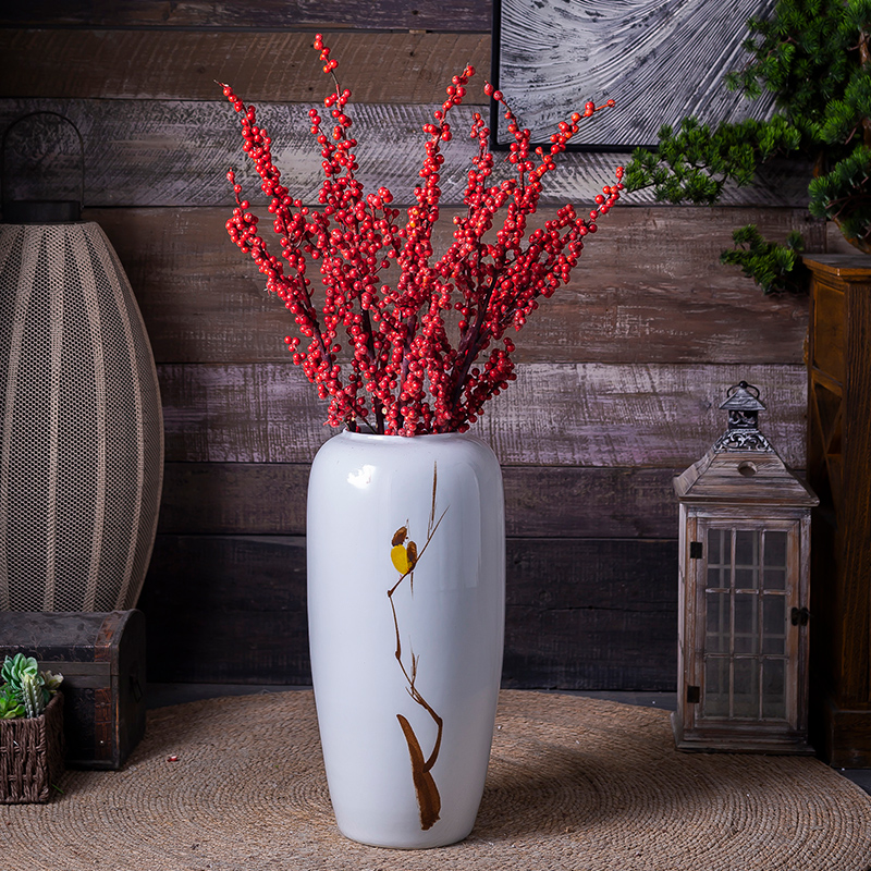 New Chinese style living room floor vase mall cafe restaurant decorative flower receptacle, jingdezhen ceramic decorative furnishing articles
