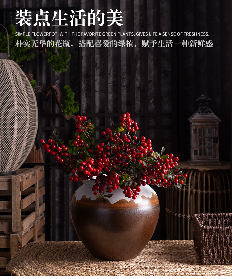 Teahouse zen large - diameter flower implement manually restoring ancient ways do old clay pottery dried flower ball big vase of literature and art of the home stay facility