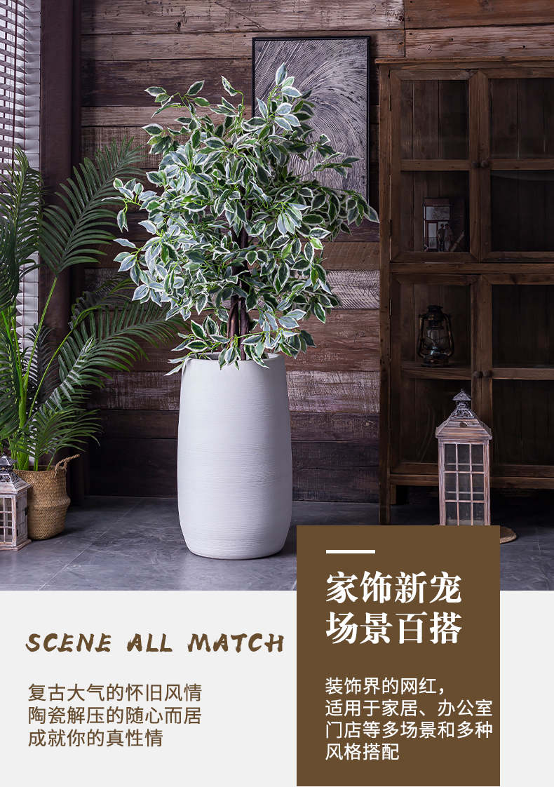Nordic ceramic flower pot I creative contracted white ground basin to the sitting room, green plant of large diameter vase ornament
