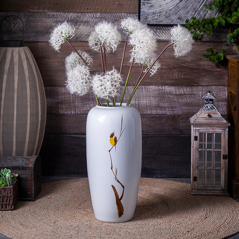 New Chinese style living room floor vase mall cafe restaurant decorative flower receptacle, jingdezhen ceramic decorative furnishing articles
