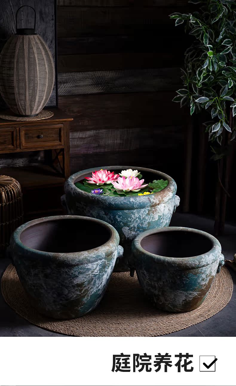 Restore ancient ways of archaize ceramic VAT yamato - e tank floor furnishing articles courtyard garden coarse pottery manual water basin of water