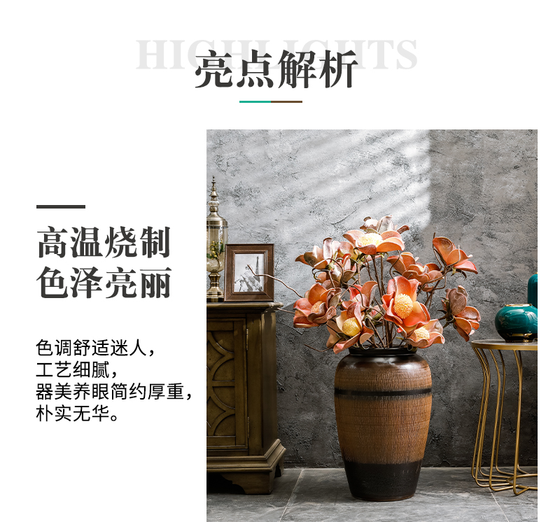 Chinese style restoring ancient ways of large vases, ceramic furnishing articles pottery sitting room hotel decoration flower arranging dried flowers thick ceramic bottle