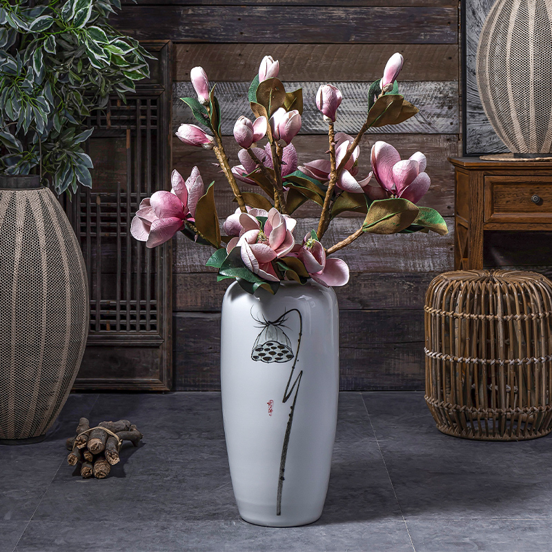 Jingdezhen ceramic creative dried flower living room floor decoration flower vase is placed large flower arranging I and contracted