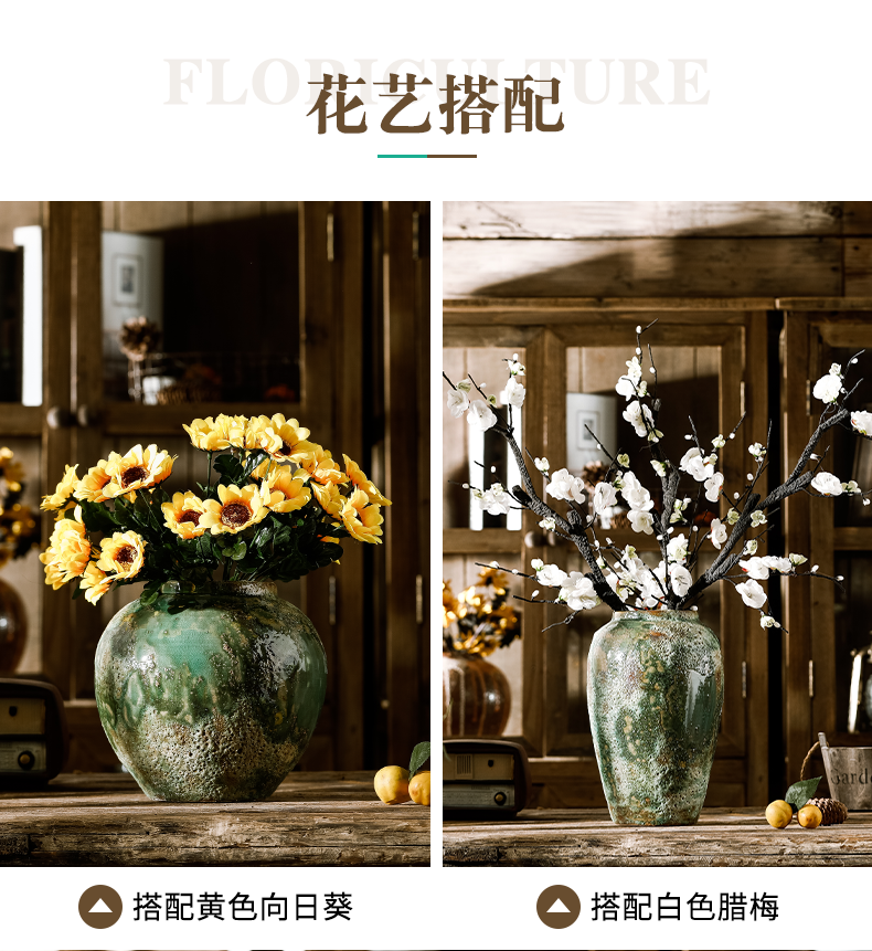 Dried flower vase of jingdezhen ceramics sitting room adornment is placed porcelain pottery flower arranging flower implement restoring ancient ways table decoration