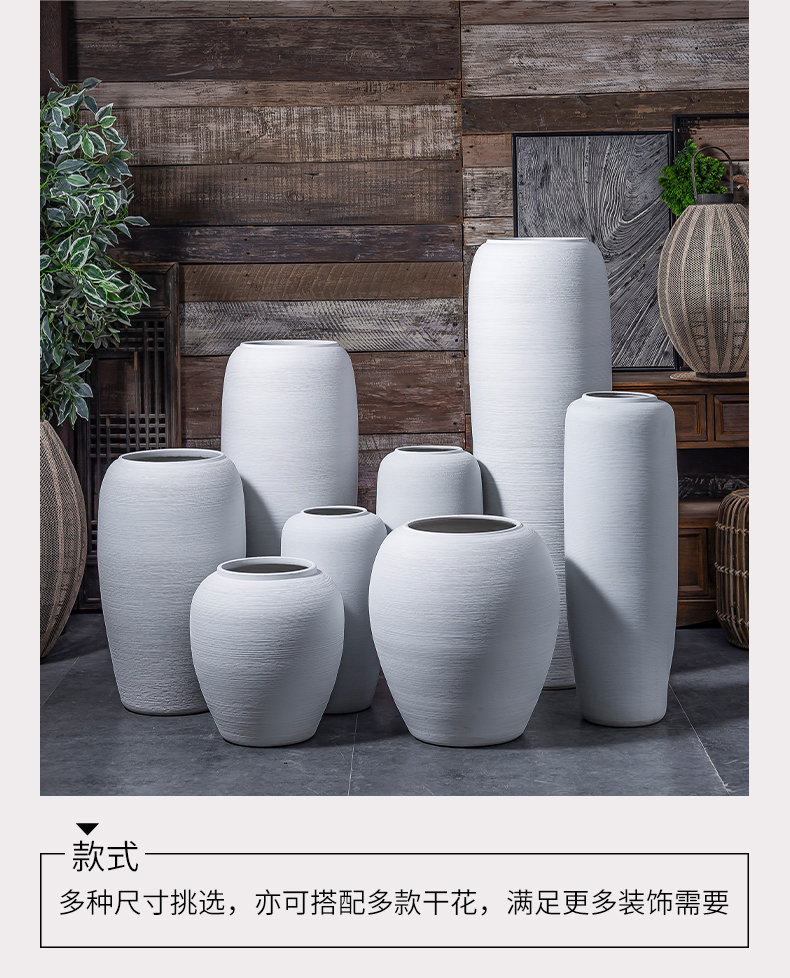 Jingdezhen ceramic big vase Nordic sitting room dry flower arranging flowers, white pottery decorative furnishing articles I and contracted landing