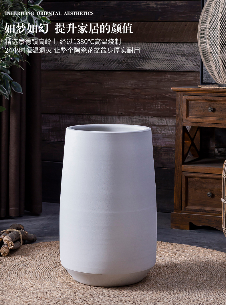 I and contracted ceramic Nordic white large flower pot ins wind green plant landscape garden is suing living room bed