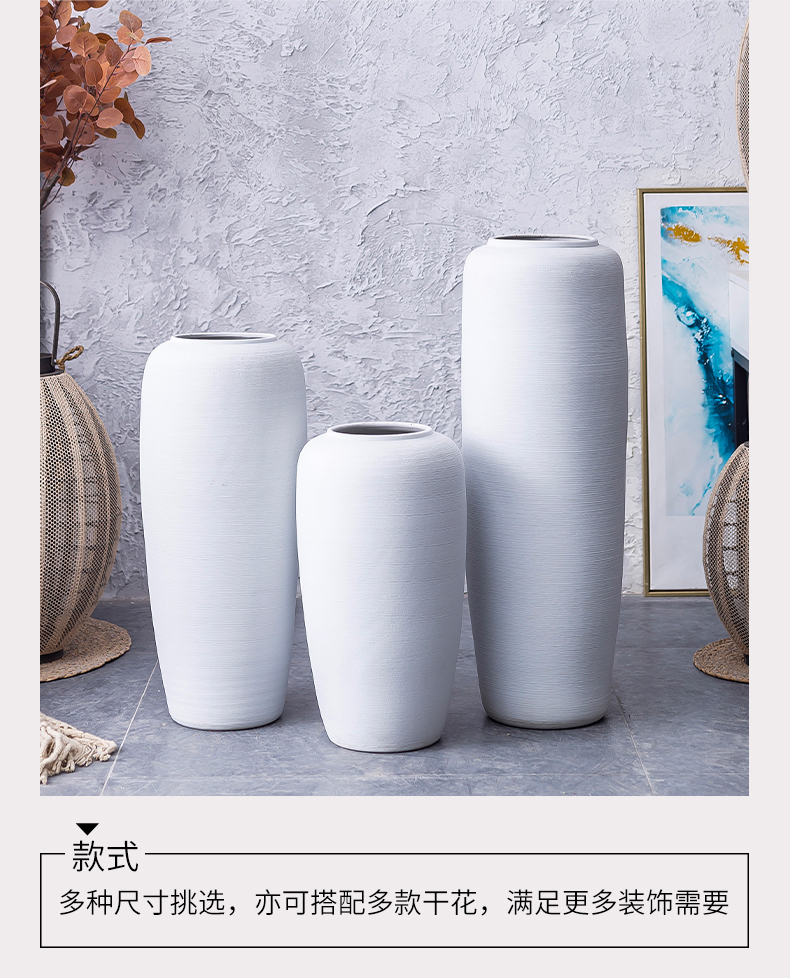 Modern light key-2 luxury ceramic vase landing large dried flower arranging flowers furnishing articles sitting room adornment high - class European - style white big high