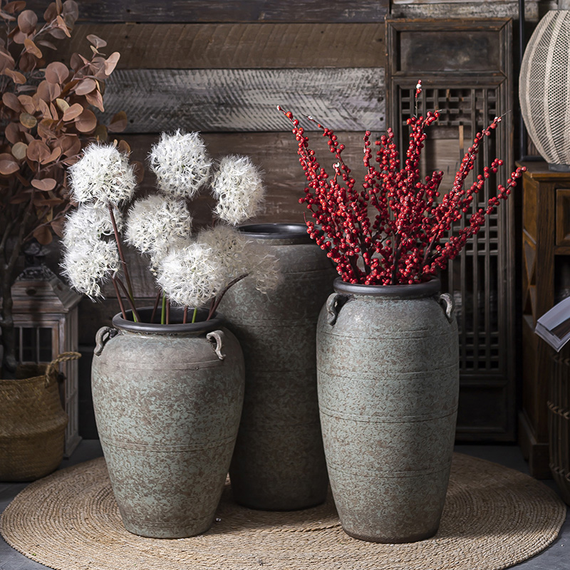 Chinese style restoring ancient ways of large vases, ceramic furnishing articles pottery sitting room hotel decoration flower arranging dried flowers thick ceramic bottle