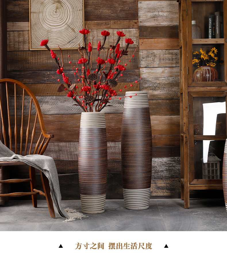 Sitting room ground vase furnishing articles ceramics large vases, flowers, dried flowers, flower arrangement to restore ancient ways suit American light key-2 luxury decoration