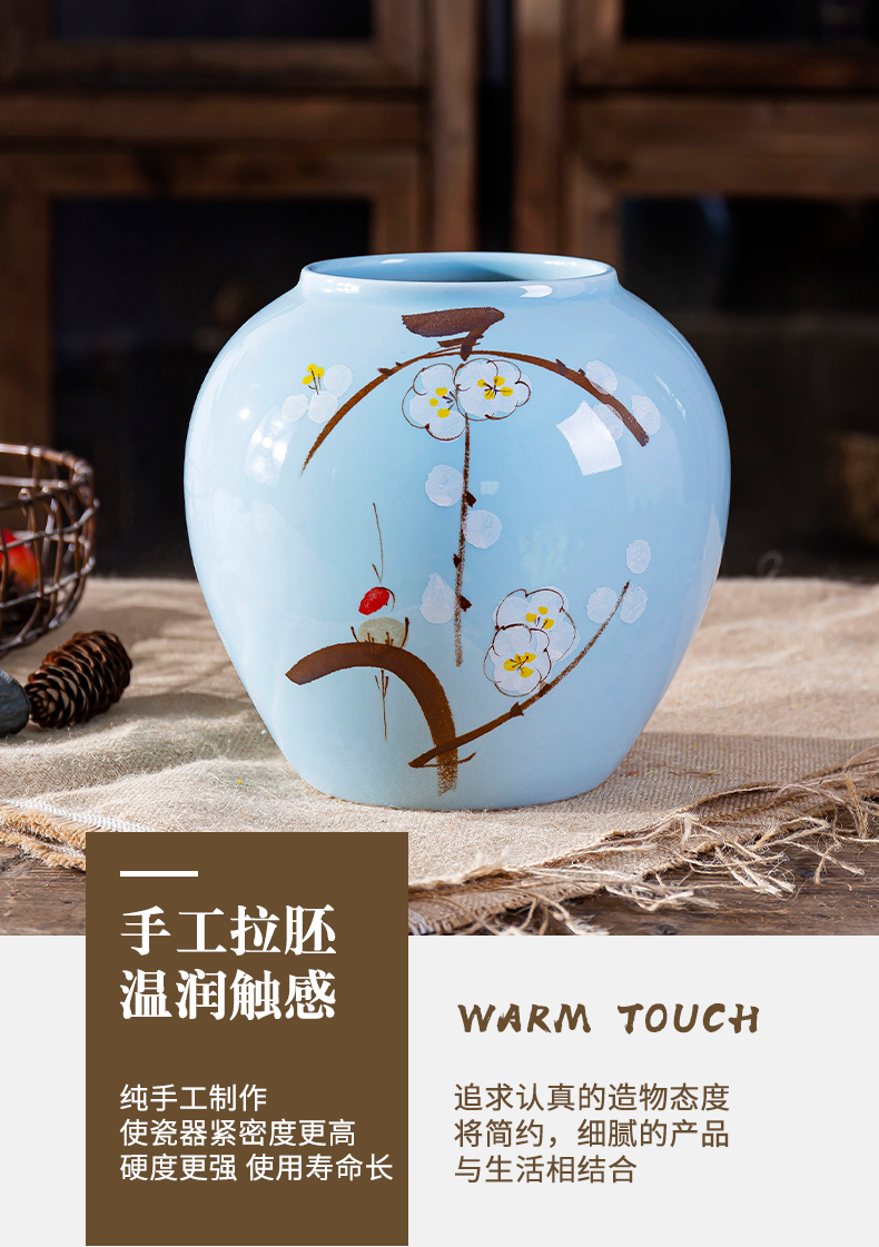 Jingdezhen hand - made ceramic vase furnishing articles dry flower vases, modern home decoration decoration table