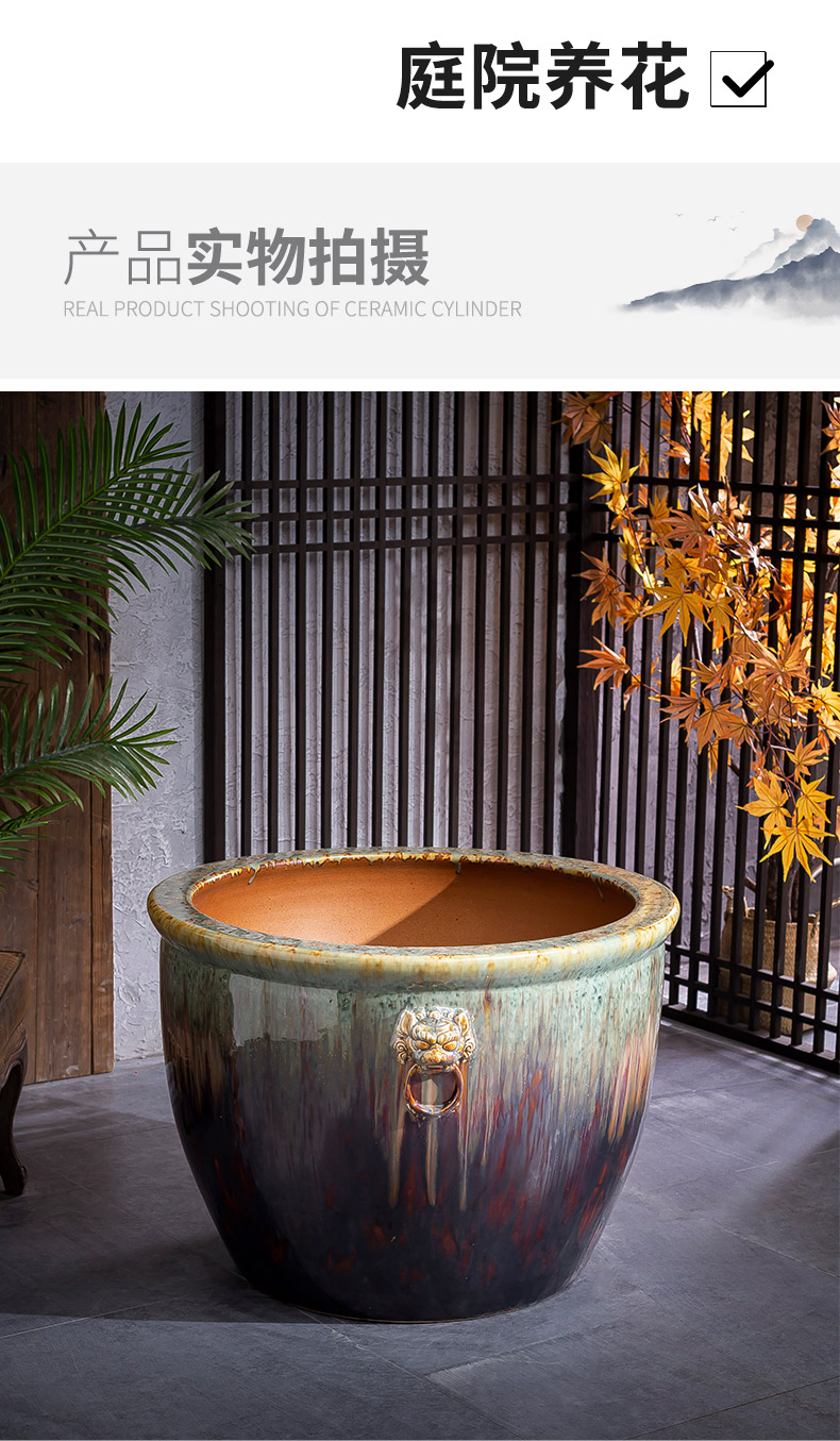 Jingdezhen ceramic water lily lotus super - large restoring ancient ways is the courtyard hotel lion ear tank town curtilage potted VAT to plant trees