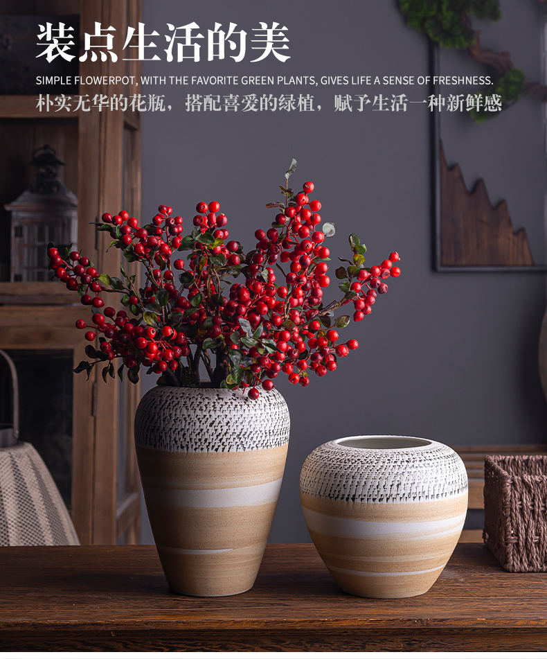 Northern wind restoring ancient ways of literature and art ceramic vase table I and contracted sitting room creative dried flower adornment furnishing articles flower arrangement