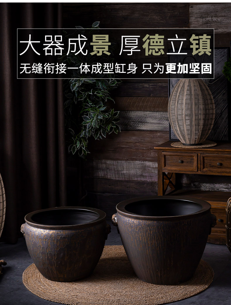 Extra large ceramic fish tank water furnishing articles coarse pottery basin of the lotus pond lily bowl goldfish tank cylinder landscape the tortoise