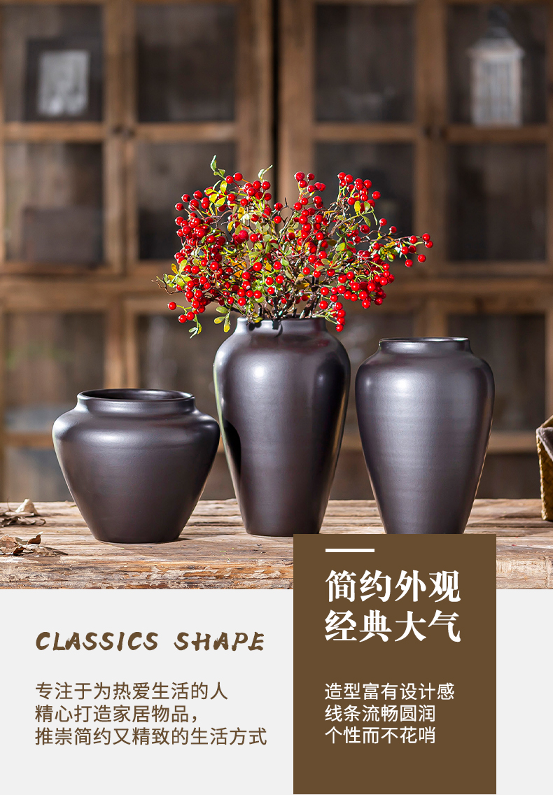 New Chinese style ceramic vase furnishing articles dried flowers, flower arrangement, black flower implement the sitting room porch TV ark, household soft adornment