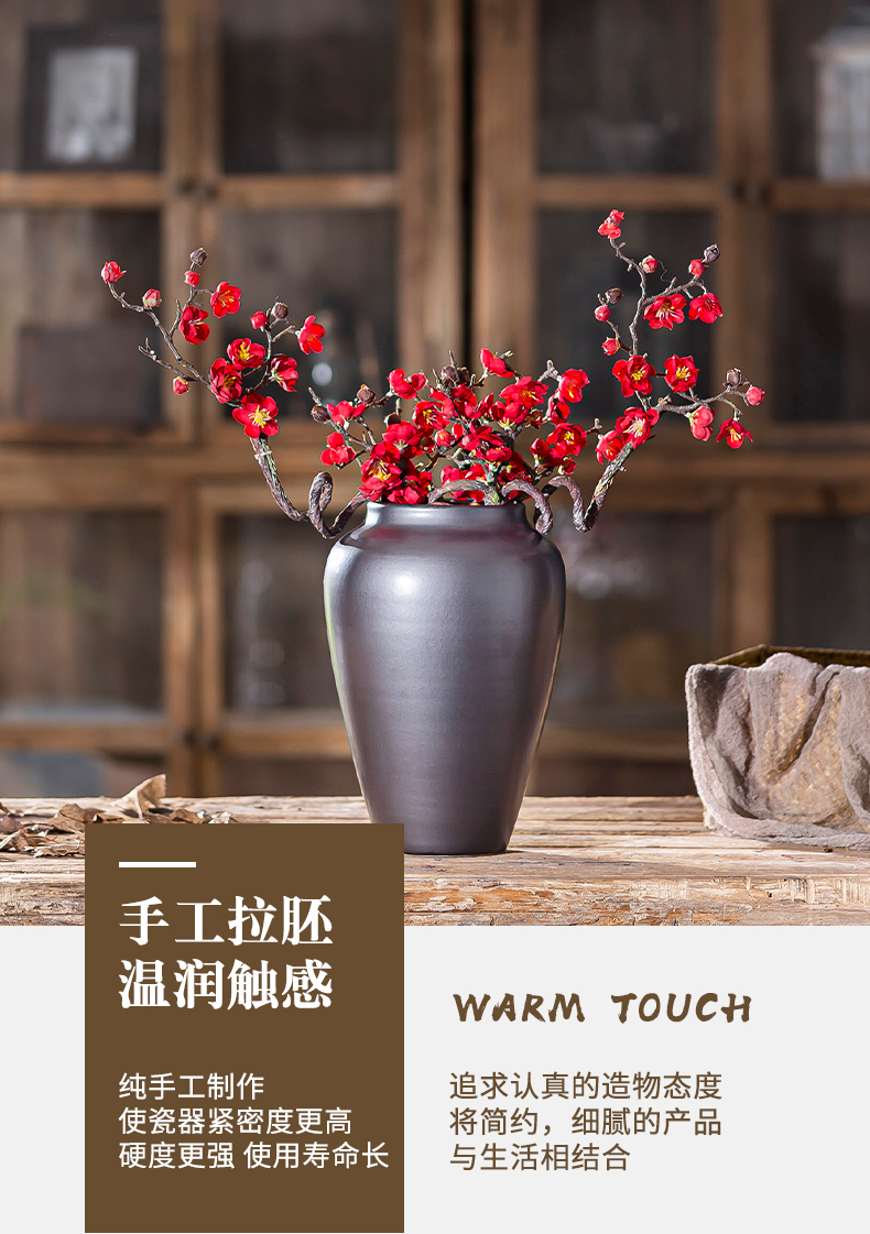 New Chinese style ceramic vase furnishing articles dried flowers, flower arrangement, black flower implement the sitting room porch TV ark, household soft adornment