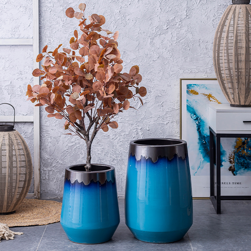 Jingdezhen Nordic vase creative modern contracted landing light key-2 luxury household ceramics large - diameter flowerpot combination living room