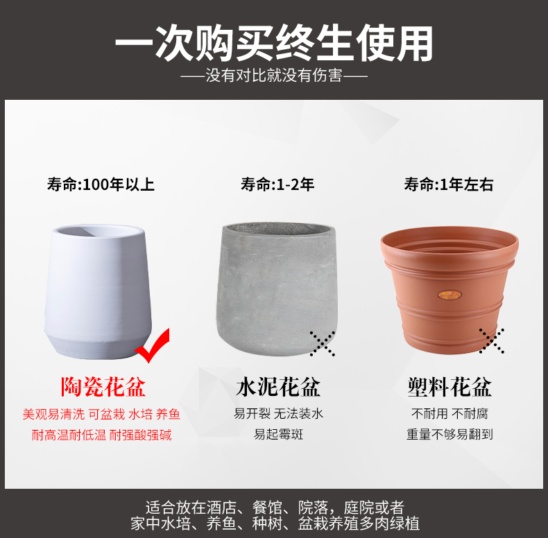 I and contracted ceramic Nordic white large flower pot ins wind green plant landscape garden is suing living room bed