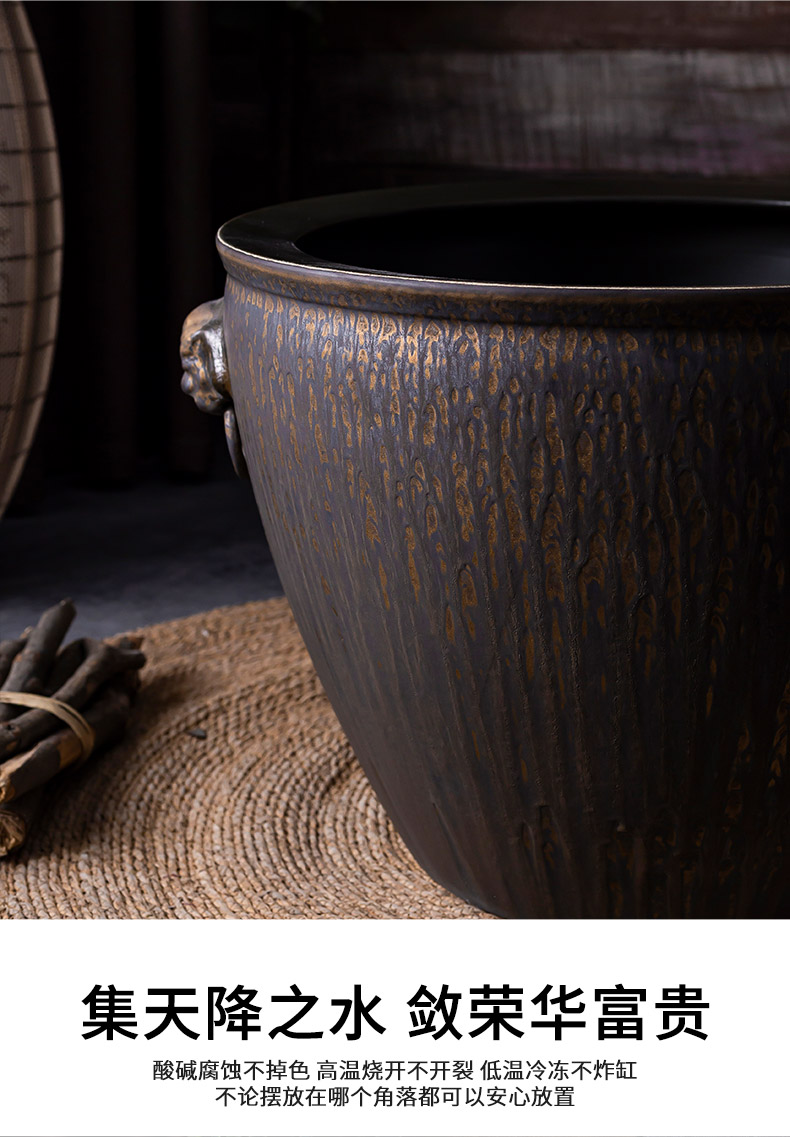 Extra large ceramic fish tank water furnishing articles coarse pottery basin of the lotus pond lily bowl goldfish tank cylinder landscape the tortoise