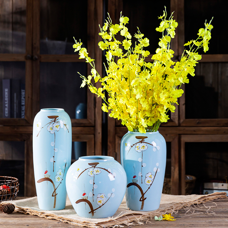 Jingdezhen hand - made ceramic vase furnishing articles dry flower vases, modern home decoration decoration table