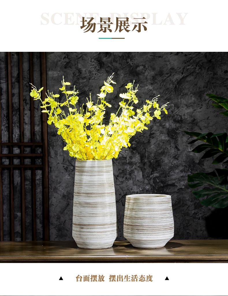 Restore ancient ways of literature and art ceramic dry flower vase Nordic contracted Japanese small and pure and fresh flower arrangement sitting room decoration ceramics furnishing articles