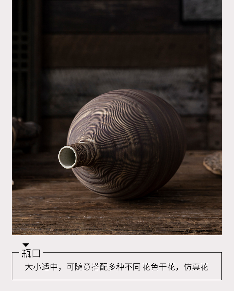 Zen Japanese small retro literary creative ceramic flower vases table dry flower adornment desktop furnishing articles