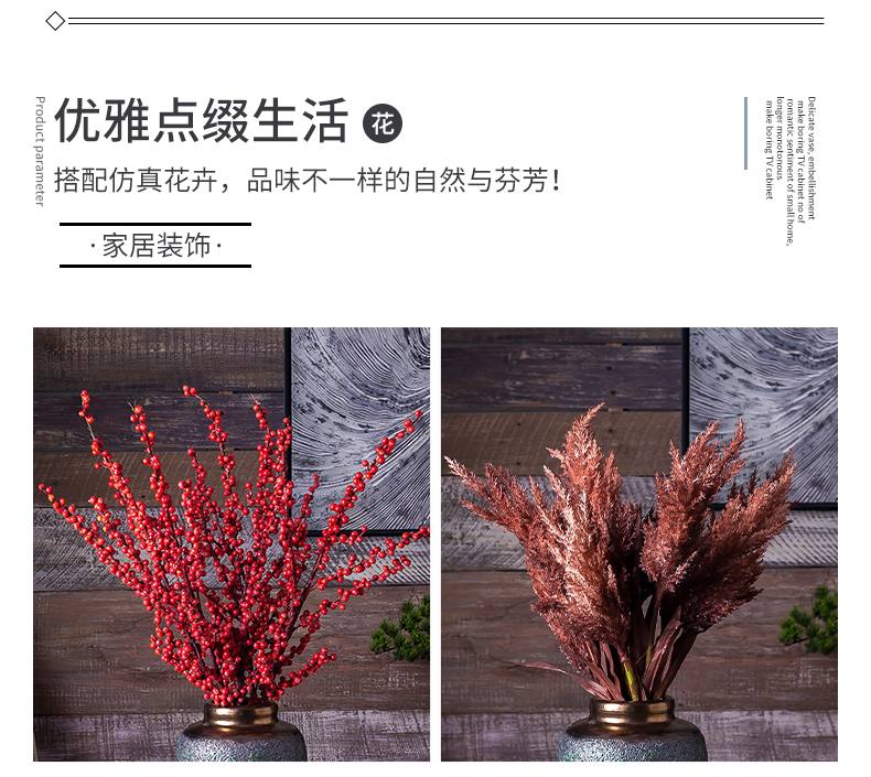 Jingdezhen ceramic vase landing dried flowers flower arrangement sitting room adornment is placed to restore ancient ways do old literary checking pottery basin