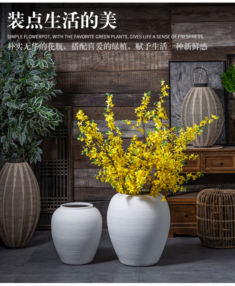 Jingdezhen ceramic big vase Nordic dried flower arranging flowers sitting room adornment is placed I and contracted white clay landing